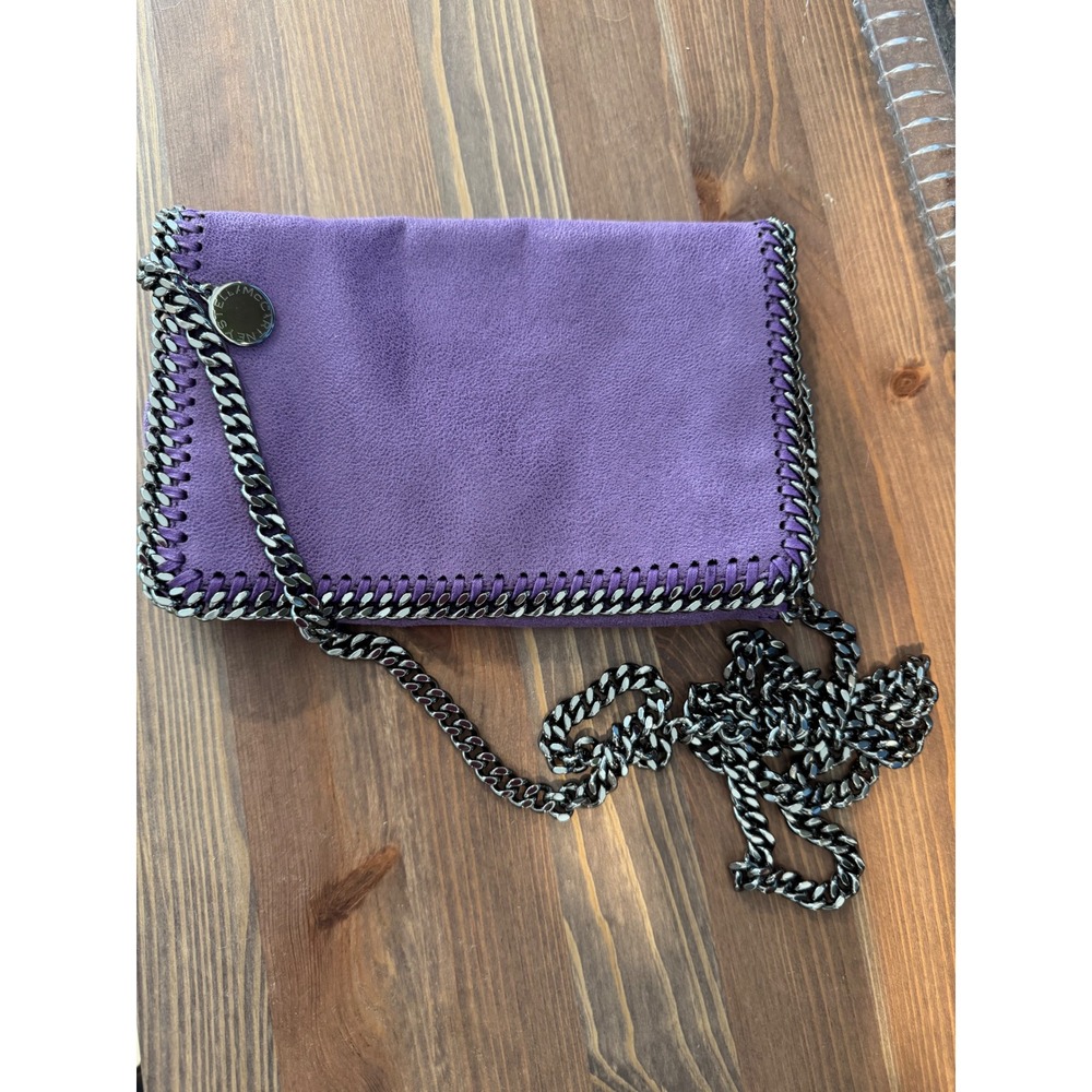 Stella McCartney Falabella Vegan Suede Shaggy Deer Purple Chain Crossbody bag.